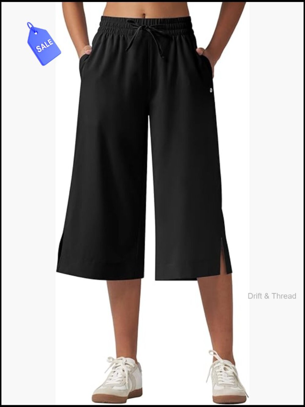 Women's Wide Leg Capris Lightweight Quick Dry UPF50+ Pockets Elastic Waist